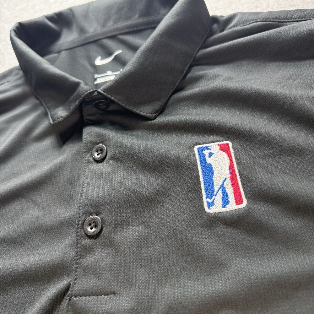 Nike Polo Shirt Mens XL Black Short Sleeve Dri Fit Drinking‎ Golfer Embroidered